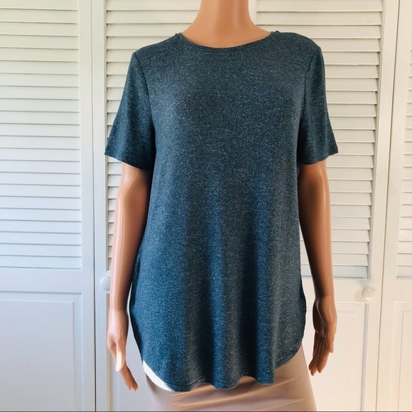 Ann Taylor Tops - ANN TAYLOR Blue Heather Short Sleeve Knit Shirt Size Small